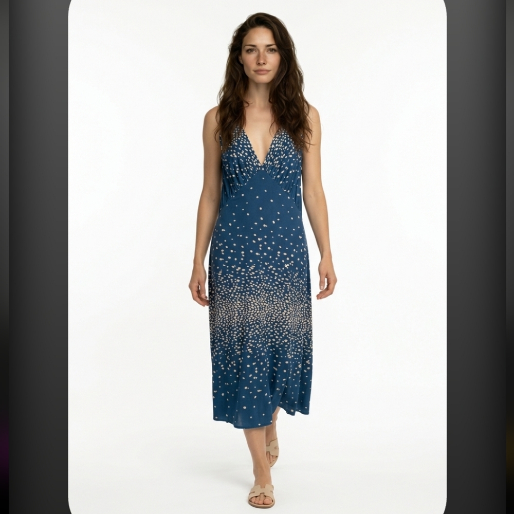 Leota Blue and White Midi Dress